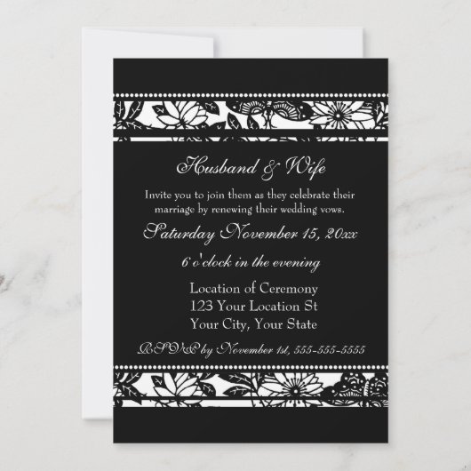 Invitations noires et blanches de renouvellement (Dos)