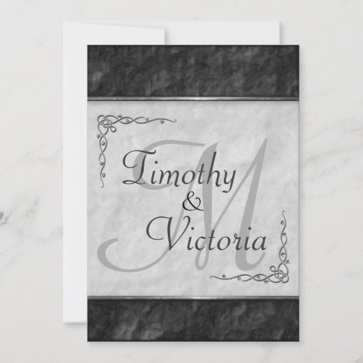 Invitations noires et blanches élégantes (Devant)