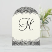 Invitations noires et ivoires de mariage Paisley (Debout devant)