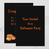 Invitations noires et oranges de Halloween (Devant / Derrière)