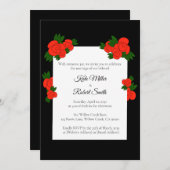 Invitations noires et Roses de mariage avec RSVP (Devant / Derrière)