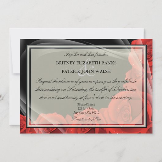 Invitations noires et rouges aux mariages élégants (Dos)
