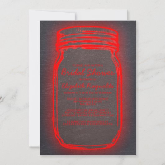 Invitations noires et rouges de Fête de la mariée (Devant)