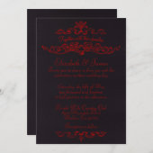 Invitations noires et rouges de luxe simples de (Devant / Derrière)