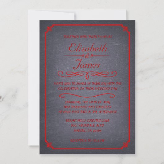 Invitations noires et rouges de mariage (Devant)