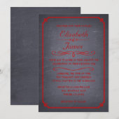 Invitations noires et rouges de mariage (Devant / Derrière)