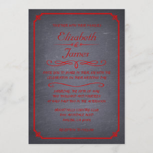 Invitations noires et rouges de mariage