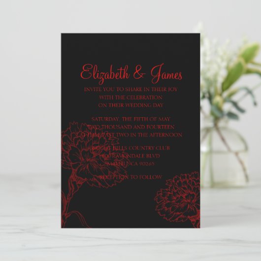 Invitations noires et rouges modernes faites sur (Debout devant)