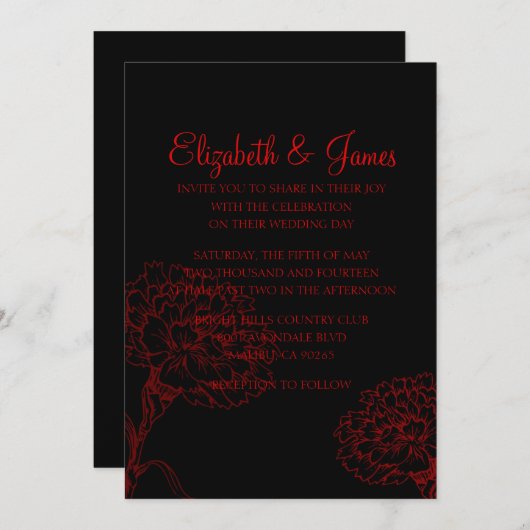 Invitations noires et rouges modernes faites sur (Devant / Derrière)