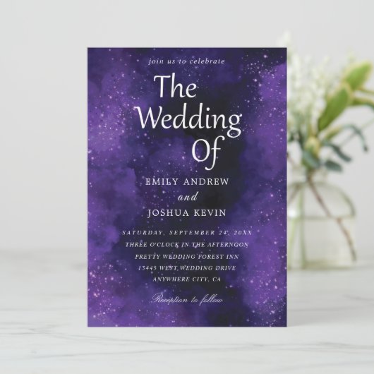 invitations noires et violettes luxueuses (Debout devant)