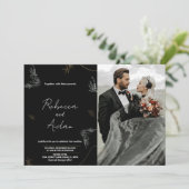 Invitations noires foncées de mariage avec photo (Debout devant)