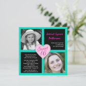 Invitations noires turquoises de photo de coeur de (Debout devant)