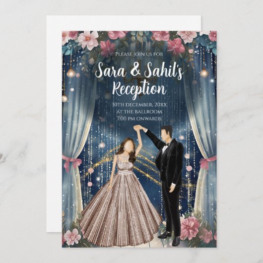 Invitations numériques indiens de réception de mar (Devant / Derrière)