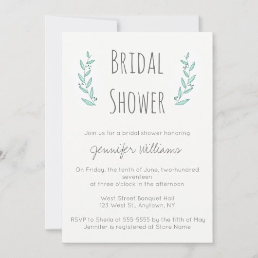 Invitations nuptiales de douche de guirlande bleue (Devant)