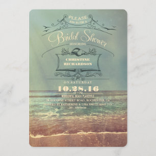 Invitations nuptiales de douche de plage vintage