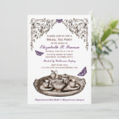 Invitations nuptiales de thé de jardin pourpre (Debout devant)