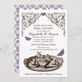 Invitations nuptiales de thé de jardin pourpre (Devant / Derrière)