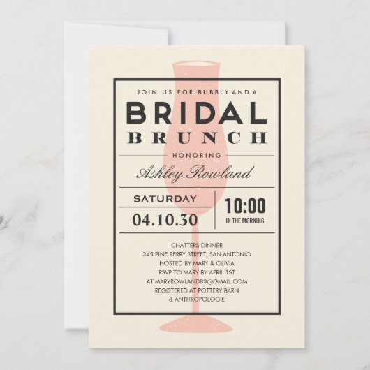 Invitations nuptiales modernes de brunch (Devant)