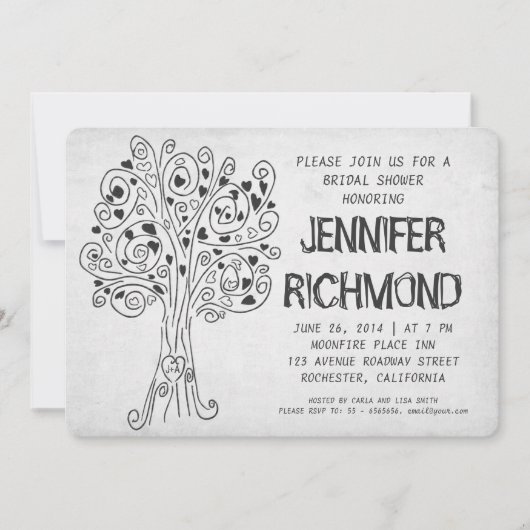 invitations nuptiales modernes de douche d'arbre (Devant)