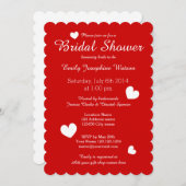 Invitations nuptiales rouges et blanches de douche (Devant / Derrière)