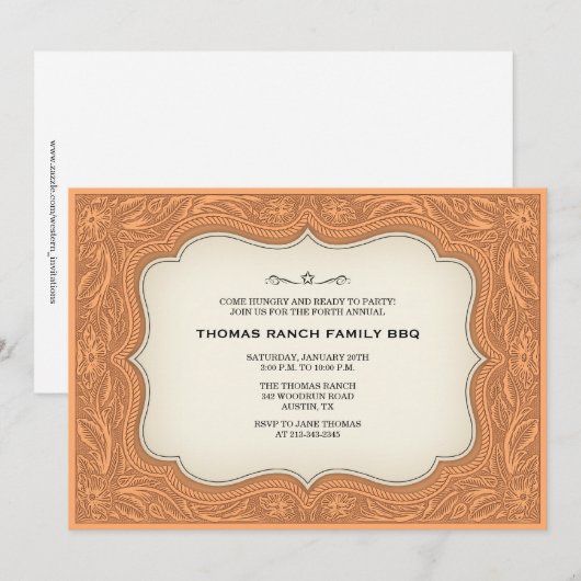 Invitations occidentales brun clair de style de (Devant / Derrière)