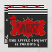 Invitations occidentales d'anniversaire de cowboy (Devant / Derrière)