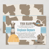 Invitations occidentales de baby shower de cowboy (Devant / Derrière)