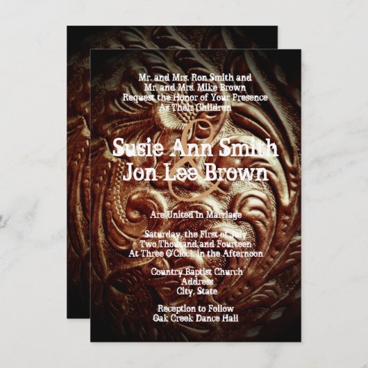 Invitations occidentales de mariage de cowboy de (Devant / Derrière)