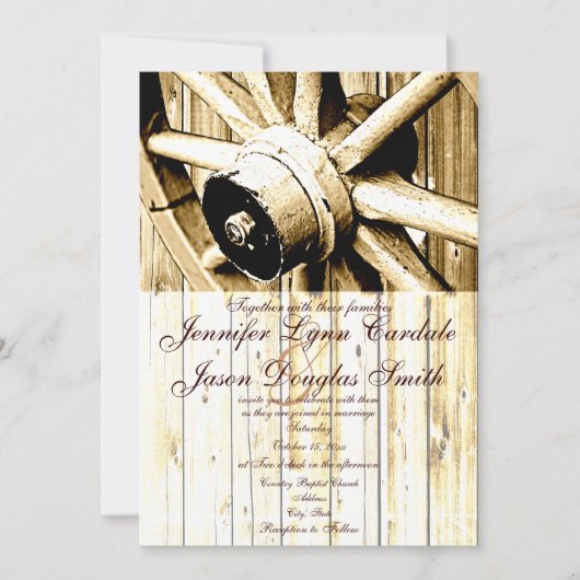 Invitations occidentales de mariage de roues de (Devant)