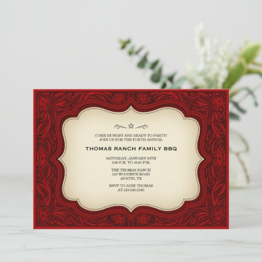 Invitations occidentales de style de ranch Maroon (Debout devant)