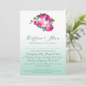 Invitations Ombre Mint Floral Wedding (Debout devant)