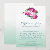 Invitations Ombre Mint Floral Wedding (Devant / Derrière)