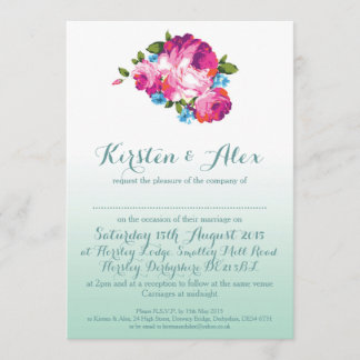 Invitations Ombre Mint Floral Wedding