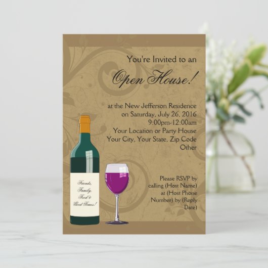 Invitations Open House, Thème Vin (Debout devant)