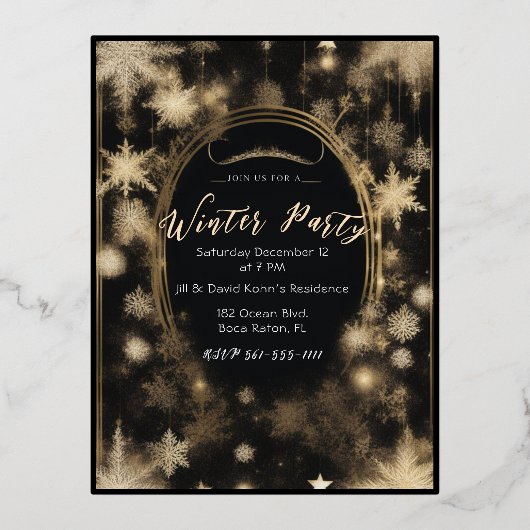 Invitations opulentes Black & Gold Foil (Recto)