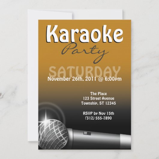 Invitations orange du karaoke Party (Devant)