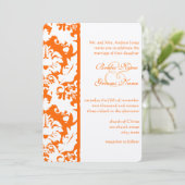 Invitations Orange Mariage damassé brillantes (Debout devant)