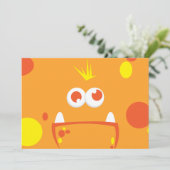 Invitations Orange Monster Face Party (Debout devant)