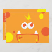 Invitations Orange Monster Face Party (Devant / Derrière)