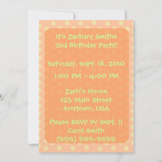 Invitations oranges d'anniversaire de panda de (Dos)