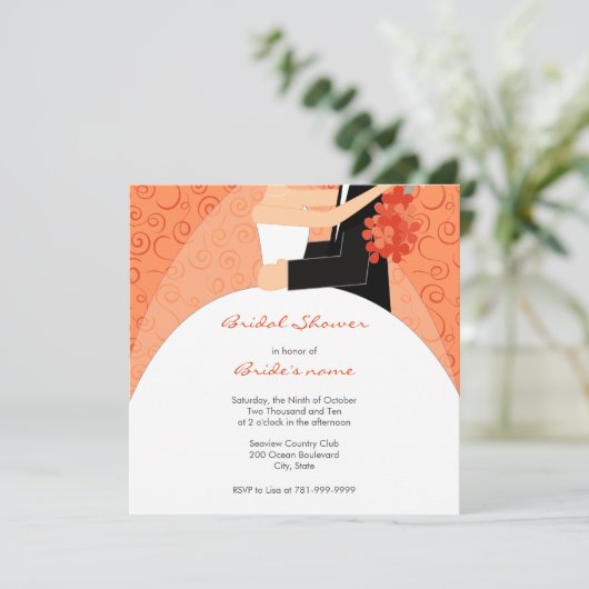 Invitations oranges de Fête de la mariée (Debout devant)