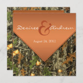 Invitations oranges de mariage de Camo (Devant / Derrière)