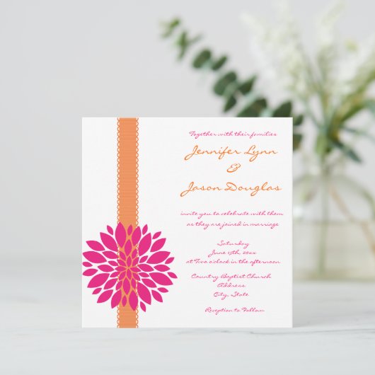 Invitations oranges de mariage de fleur de rose de (Debout devant)