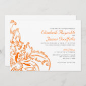 Invitations oranges de mariage de Flourish (Devant / Derrière)