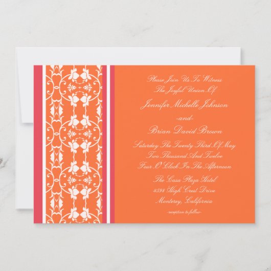 Invitations oranges de mariage de framboise de (Devant)