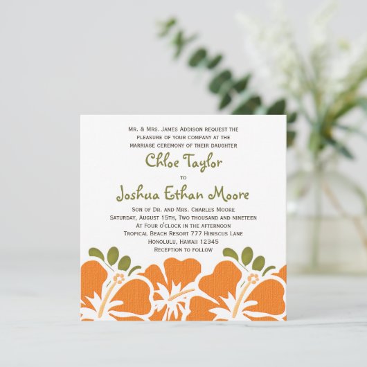 Invitations oranges de mariage de ketmie (Debout devant)