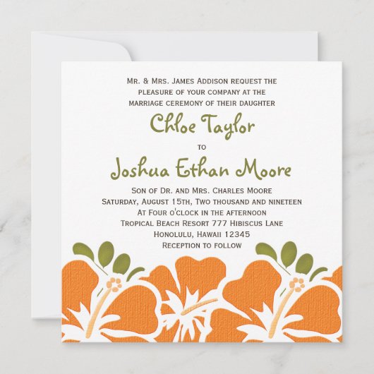 Invitations oranges de mariage de ketmie (Devant)