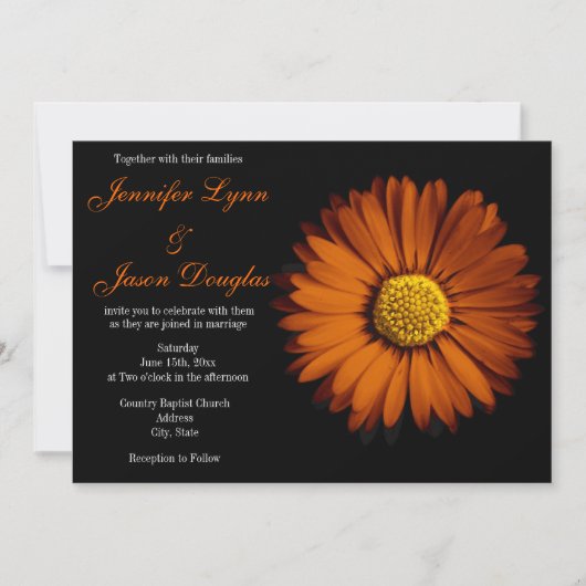 Invitations oranges de mariage de noir de (Devant)
