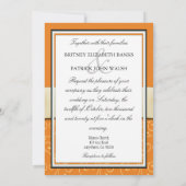 Invitations oranges de mariage de ruban de remous (Dos)