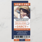 Invitations oranges et bleus de partie de baby (Devant / Derrière)